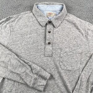 Faherty Gray Long Sleeve Polo Shirt